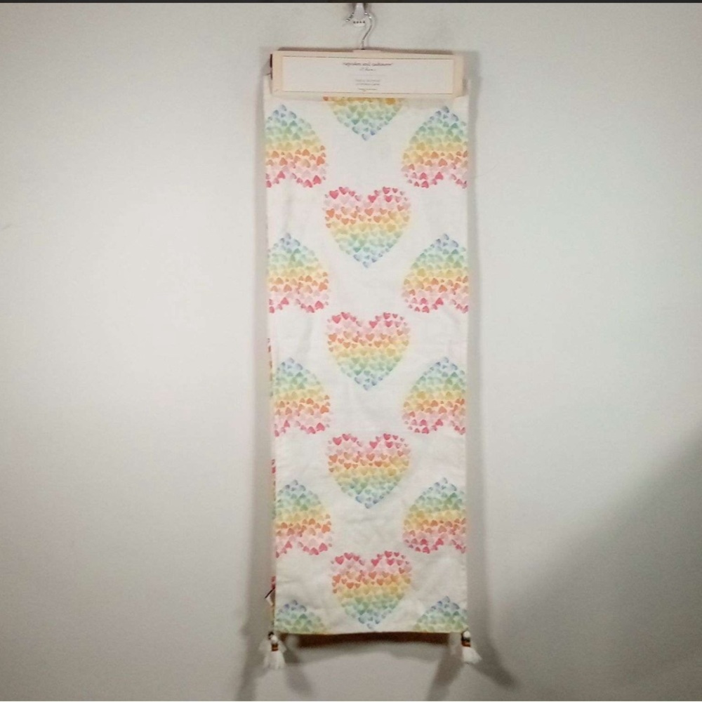 New Cupcakes and Cashmere Table Runner Rainbow Hearts Valentine’s Day